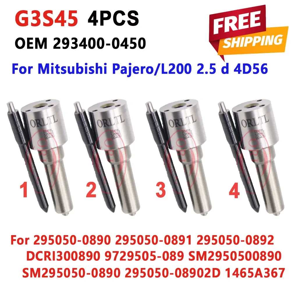 

4 шт. форсунки G3S45 Common Rail 293400-0450, дизельный инжектор 1465A367 295050-0890, распылитель G3S45 для Mitsubishi 2950500890