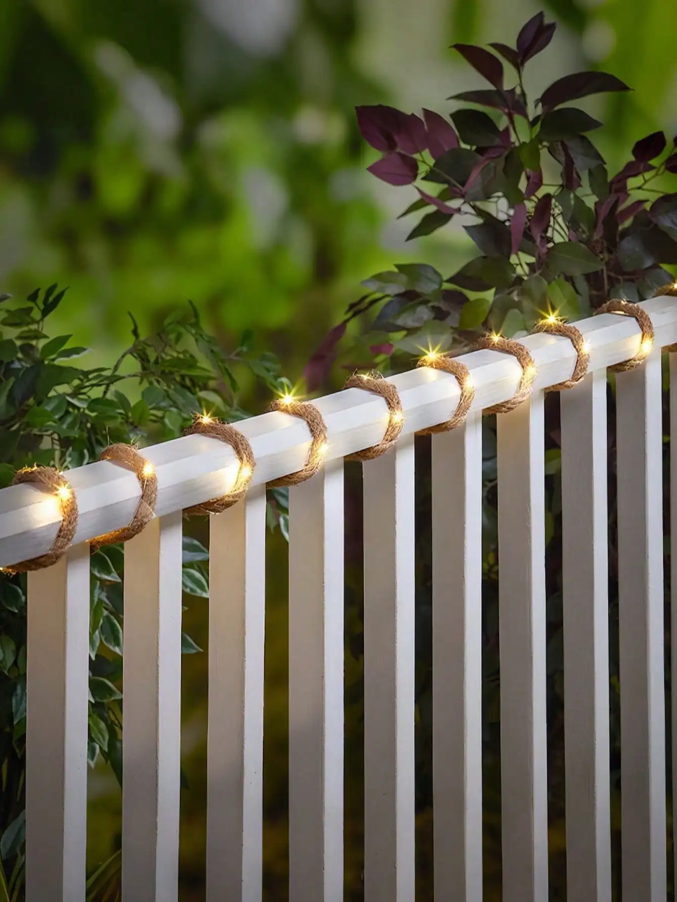 1pc Battery/Solar Fairy Lights Rope: 20-200LED, 2-10M Warm Yellow Star, for Garden/Maritime Decor