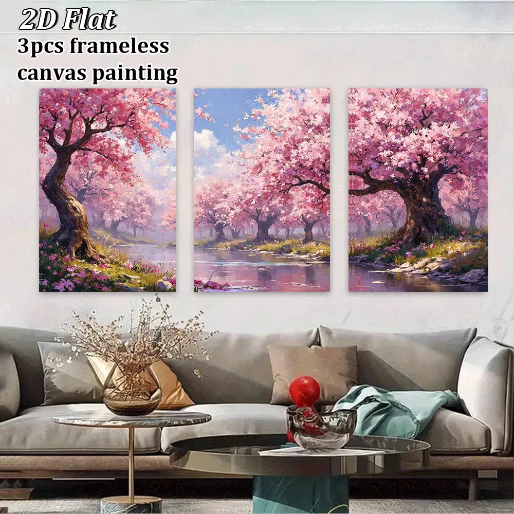 2D Flat, 2D Flat, 3pcs/Set, Frameless Canvas Painting, Posters And Prints, Valentine'S Day, Holiday Gifts, Holiday Decoration