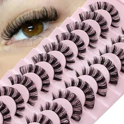 Moonlily 10pairs New Arrival Wispy DD Curl Classic Hybrid Volume Lashes FluffyRussian Strip Lashes Makeup False Eyelashes