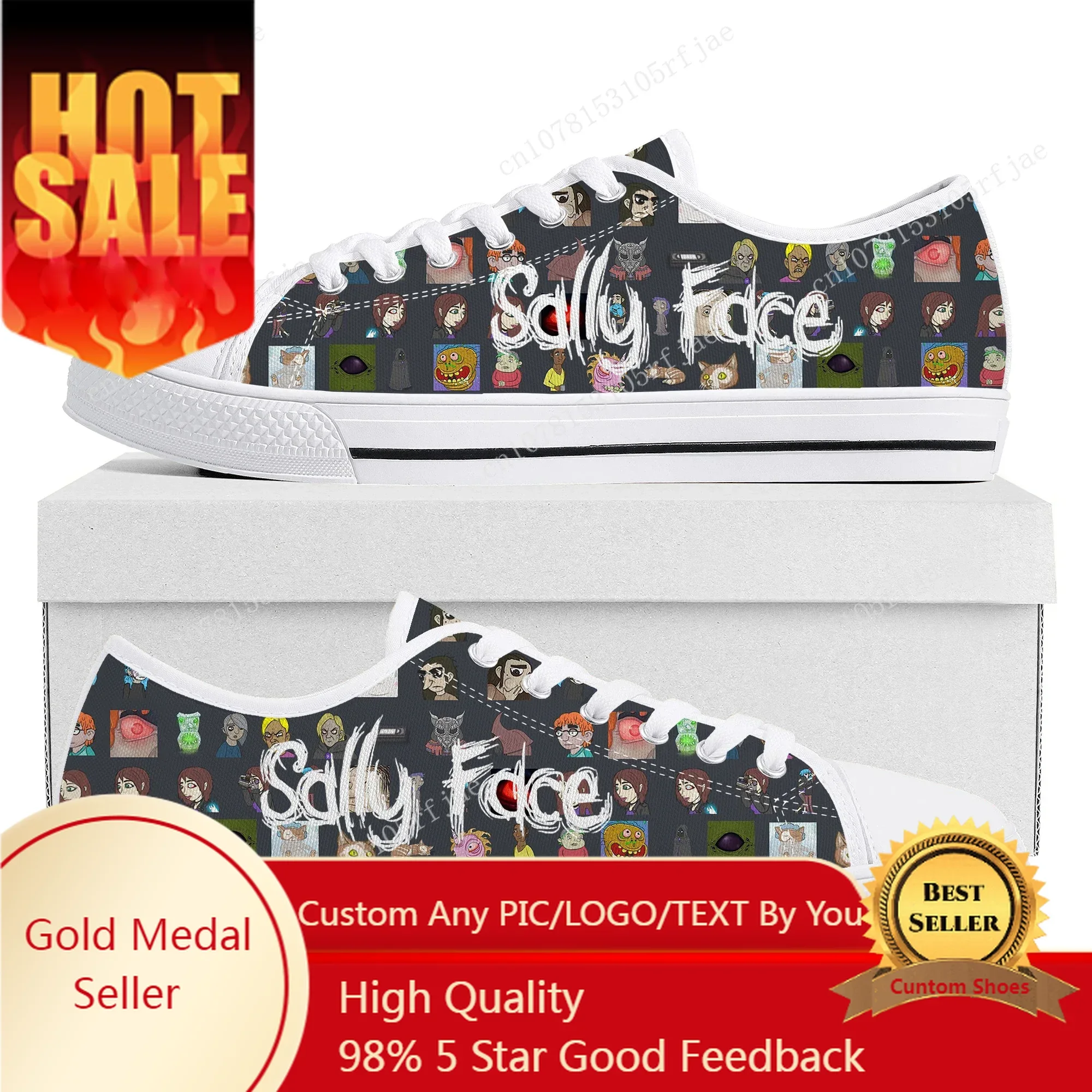 

Sally Face Low Top Sneakers Hot Cartoon Game Womens Mens Teenager Fashion Canvas Sneaker Couple Custom Built Shoes