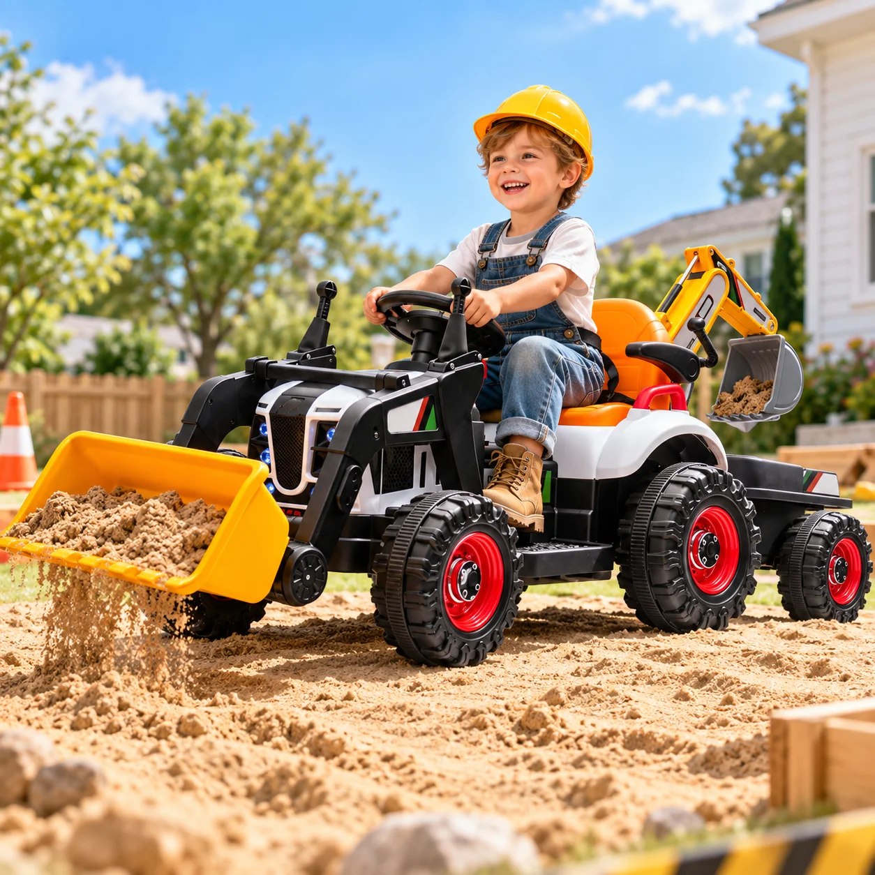 Kids Outdoor Dump Truck - 24V Kids Electric Ride-On Construction Tractor