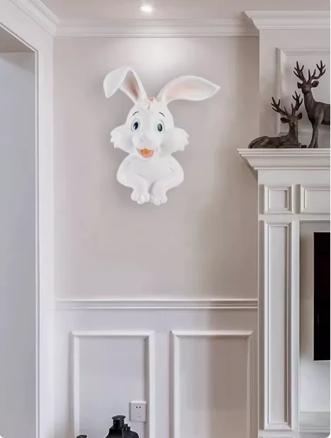 

Modern Luxury Cute Rabbit Resin Wall Pendant Ornaments Home Livingroom Bedroom Wall Sticker Decor Children's Room Wall Mural Art