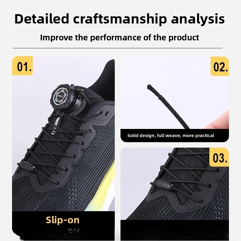 أحذية رياضية صديقة للكسول بأزرار دوارة: أحذية رياضية بدون ربطة عنق وغير ربطة مع أربطة أحذية سميكة باللونين الأسود والأبيض وأبازيم مقبض