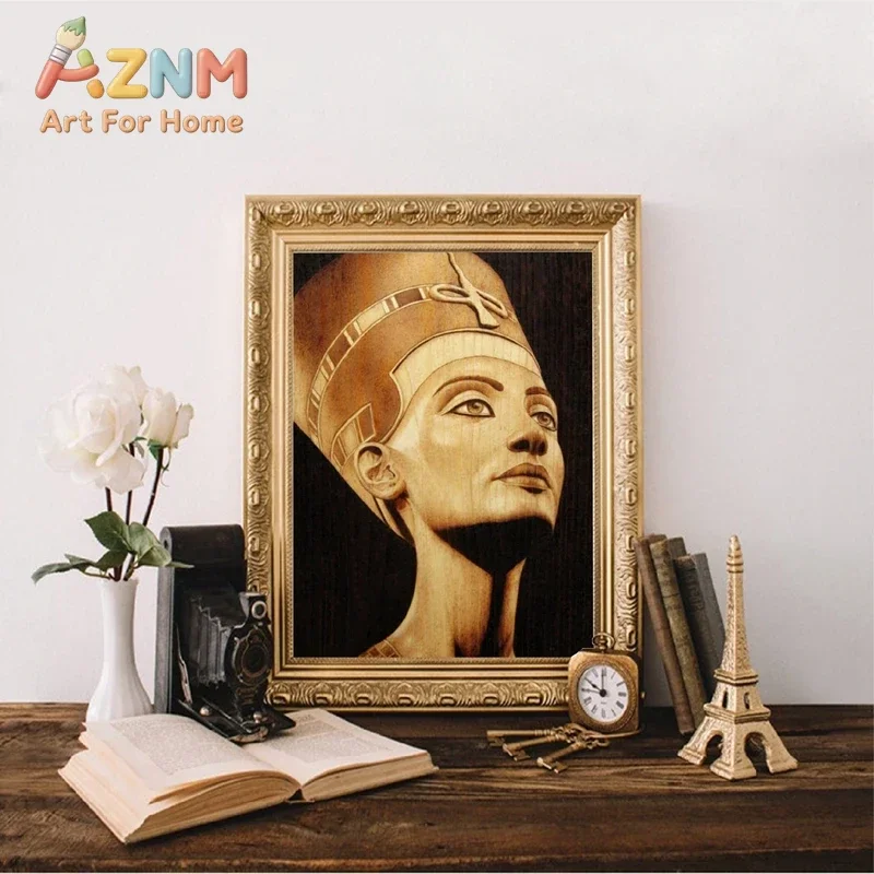 AZNM Ancient Egyptian Queen Hieroglyphics Canvas Wall Art Frameless Retro Egypt Culture Print Poster for Home Wall Decor