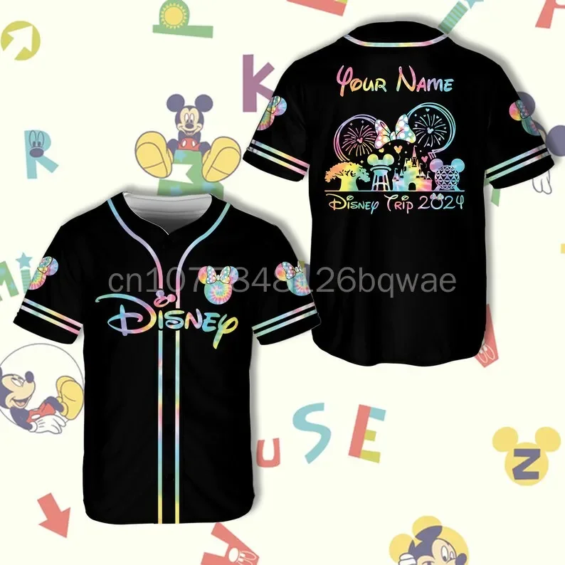 2024 New Free Custom Ddisneyland Baseball Jersey Disneyland Vacation Matching Rainbow Black Disney Baseball Shirt