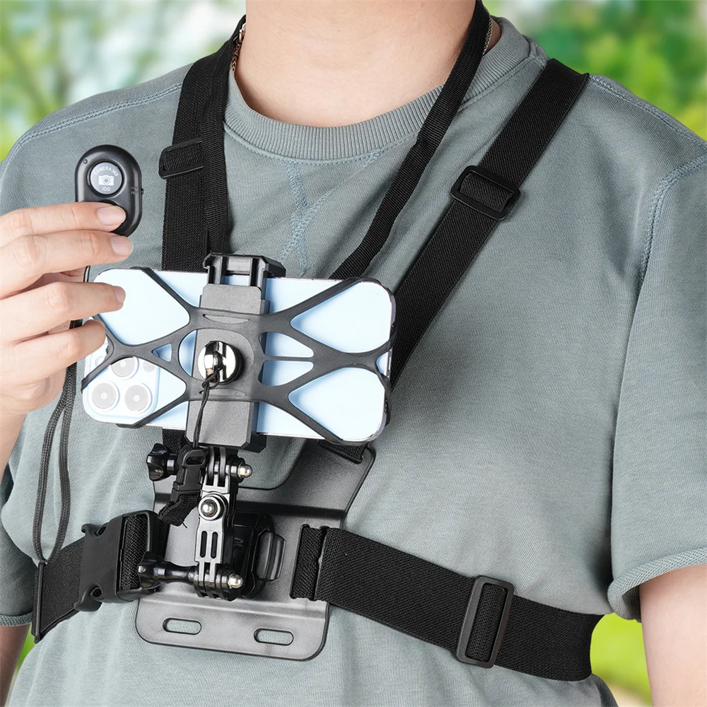 360 Rotate POV Phone Holder for iPhone Samsung Chest Strap Belt Body Harness Phone Clip Mount for Insta360 Gopro 12 11 10 9 8 7