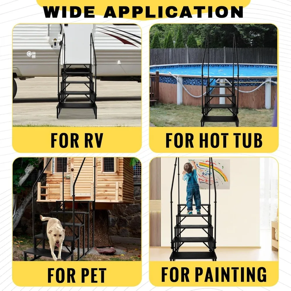 Outdoor 5-Step Hot Tub Ladder with RV-Grade Anti-Slip and Dual Handrails for Camping and Spa Access
