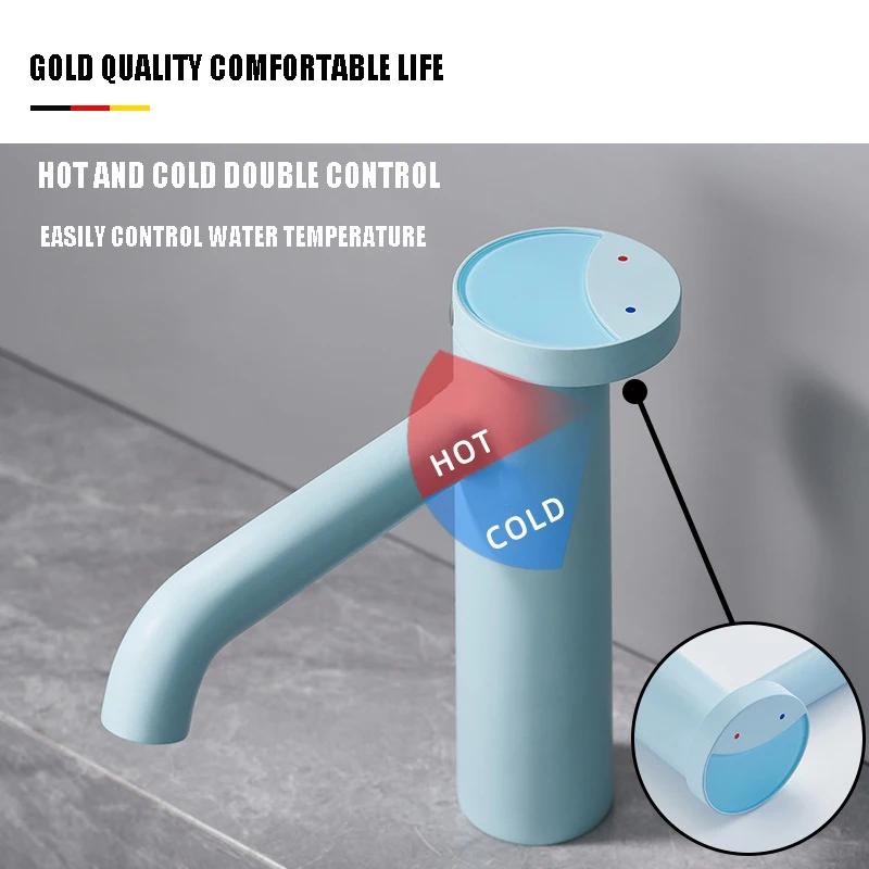 

Innovative Multi-Color Copper Basin Hot And Cold Water Faucet Simple Hot And Cold Wash Basin Faucet Creative Art Faucet