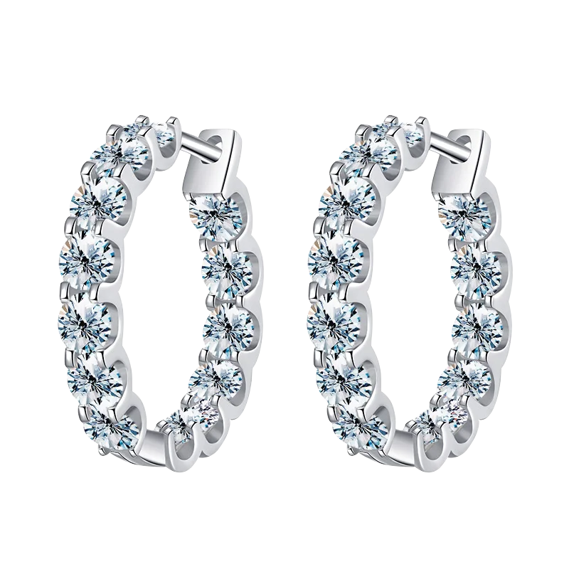 GRA 2.6ct D Color Moissanite Earring 925 Sterling Sliver Plated White Gold Hoop Earring for Women Wedding Party Fine Jewelry