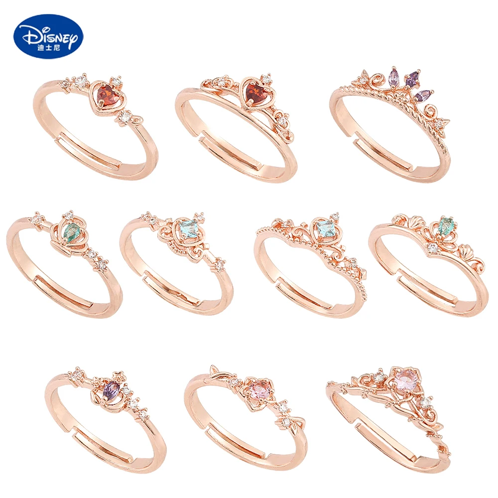 Disney Princess Collection Open Rings Sweet Tangled Mermaid Jewelry Accessories Designer Charms Jewellery Brand Rings for Women