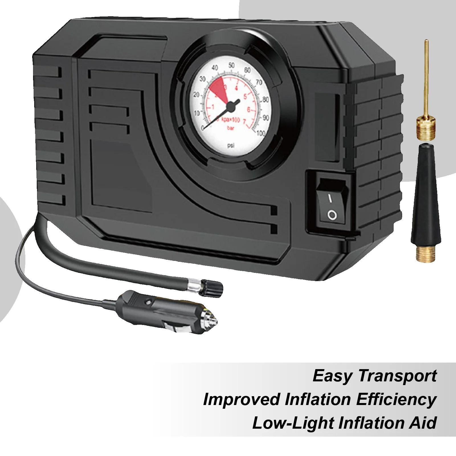 

Накачиватель автомобильных шин, портативный воздушный насос 90PSI для автомобильных шин, быстрая накачка велосипедных насосов для мотоциклов, седанов, кемпинга, грузовиков, скутеров