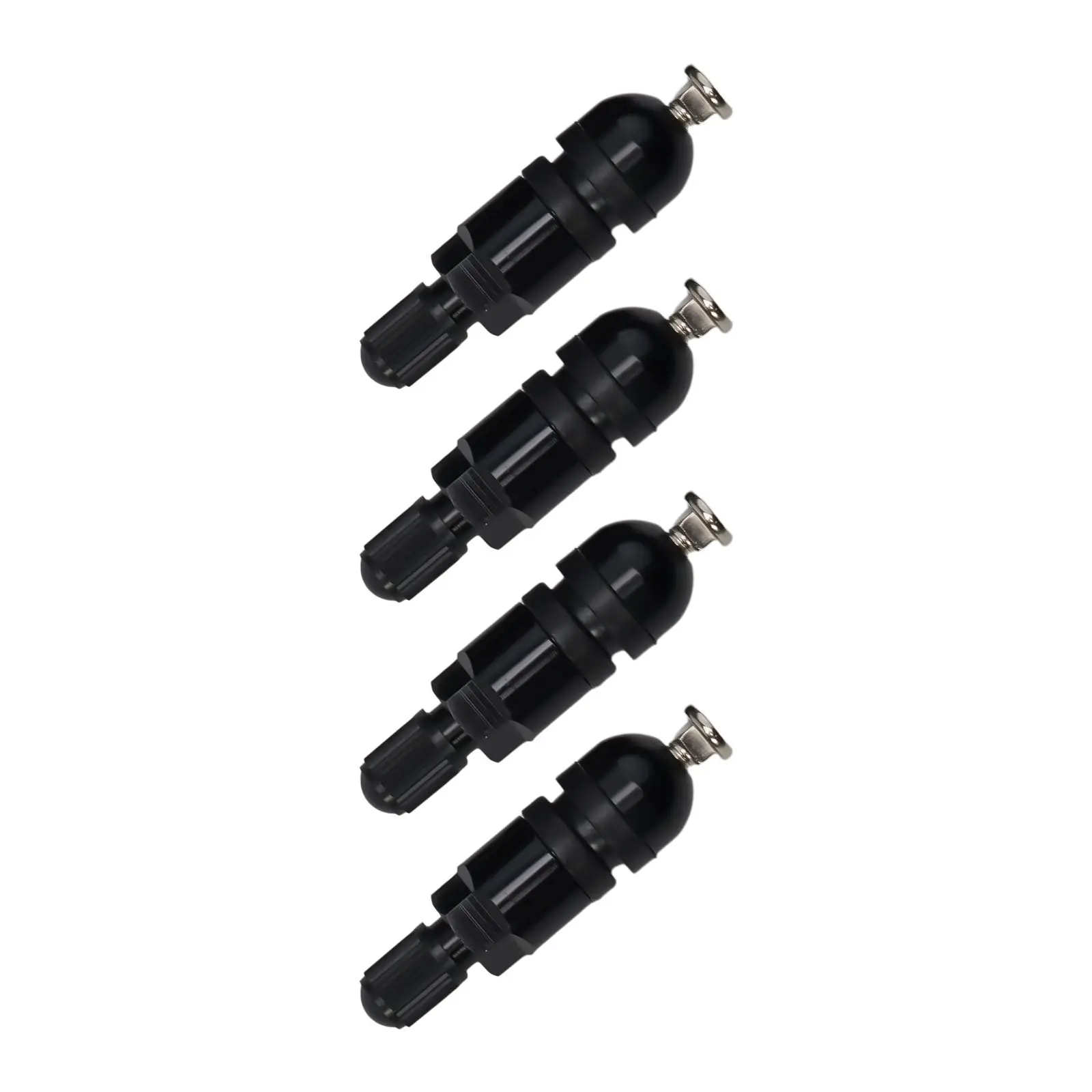 4pcs TPMS Tire Pressure Sensor Valve Stem Repair Kit Front + Left + Rear + Right Black With Metal Design For BMW 5 Series