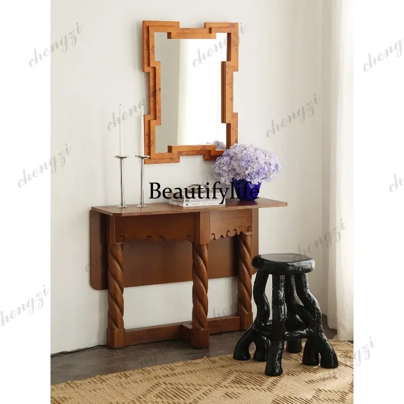 R134 antique art modeling stump stool wabi sabi senior black decorative stool