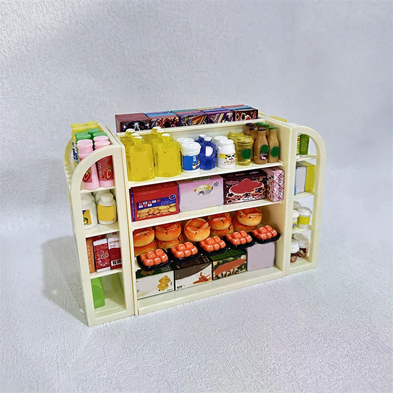 أرفف سوبر ماركت محاكاة صغيرة لبيت الدمية، شرب الطعام، وجبات خفيفة، لعب نموذج لعبة المنزل #3