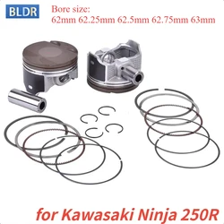 2set 62mm 62.25mm 62.5mm 62.75mm 63mm Motorcycle Cylinder Piston Rings for Kawasaki Ninja 250R EX250J8F 2008-2012 Ninja 250R