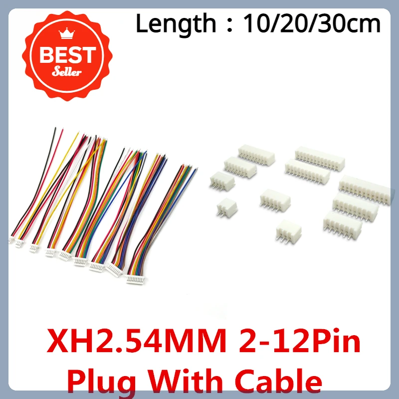 5Sets/Lot JST XH2.54 XH 2.54mm Wire Cable Connector 2/3/4/5/6/7/8/9-12 Pin Pitch Male Female Plug Socket 10/20/30CM Wire 26AWG