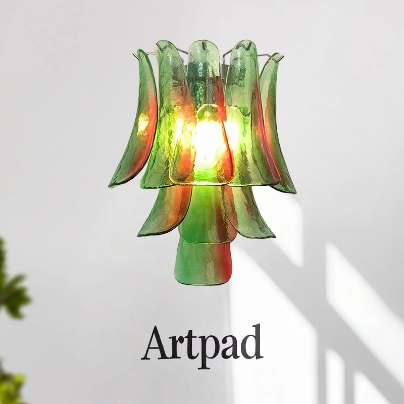 

Italy Designer Murano Glass Wall Lamp for Living Room Bedroom Balcony Corridor Decor Green Lampshade Wall Light