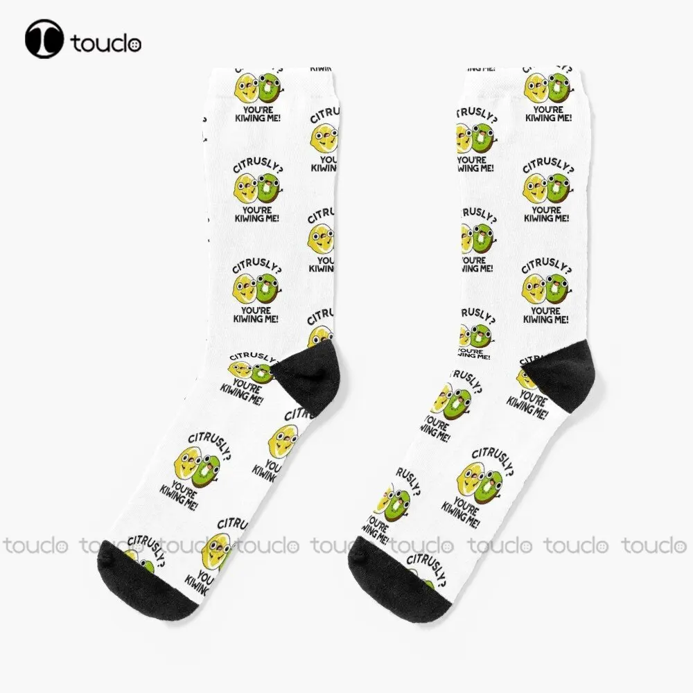 

Citrusly You'Re Kiwiing Me Funny Fruit Pun Socks Women Crew Socks Personalized Custom Unisex Adult Teen Youth Socks Custom Gift