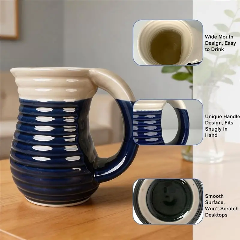 AAAF Handmade 18 Oz Hand Warmer Mug, Large Coffee Mugs With Comfortable Handle For Office,And Home