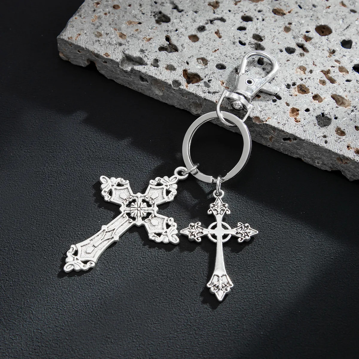 Cross pendant keychain hip-hop niche high-end men's jeans pendant