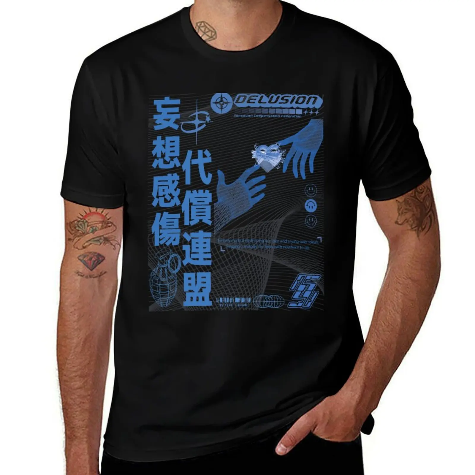 Cybercore Y2k Delusion Sensation Compensation Federation Design T-Shirt Urban Style Casual Short Sleeve Top