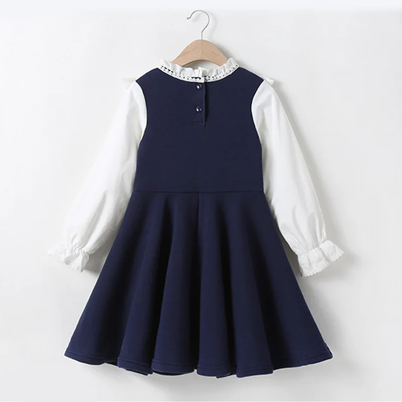 Spring and autumn Korean-style early education princess dress, 3-12 years old, sewed lace long dress, middle-aged children