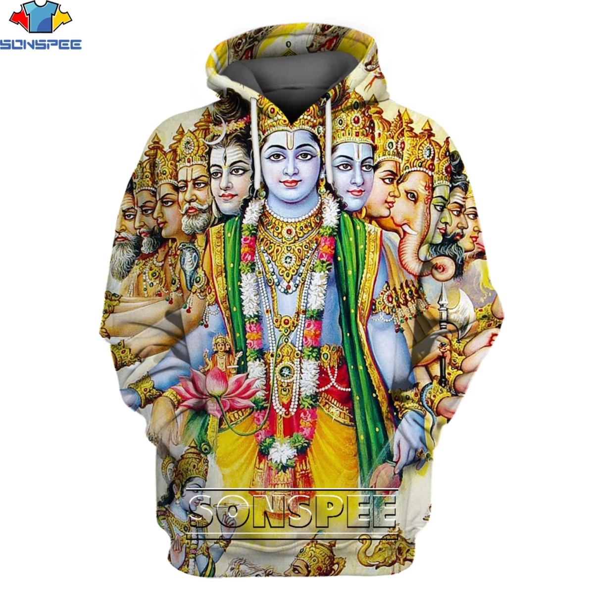 

SONSPEE India God of Destruction Shiva Hoodies Men Bull Ride Nandi 3D Printing Hinduism Vishnu Tops Women Belief Ganesh pullover