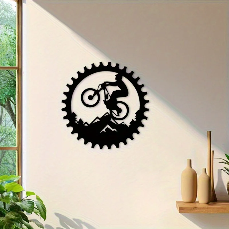 Vintage Cyclist Iron Wall Art, 1Pc Metal Sculpture for Home, Garage & Bike Shop Decor, Cycling Gift