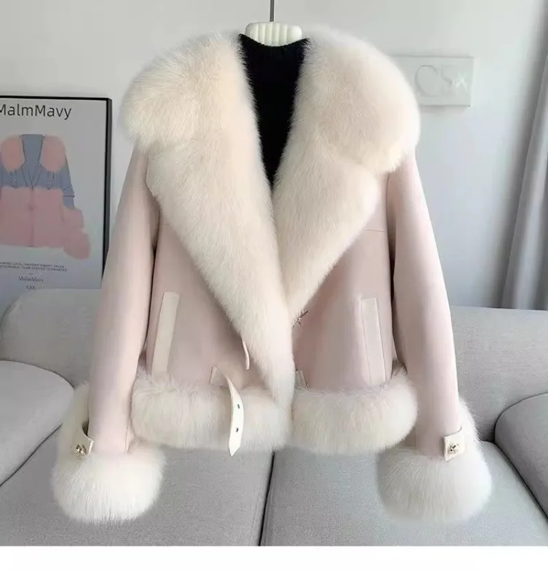 2024 Winter New High-end Temperament Fur Integrated Versatile and Thin Down Jacket Big Fur Collar Top Coat For Women