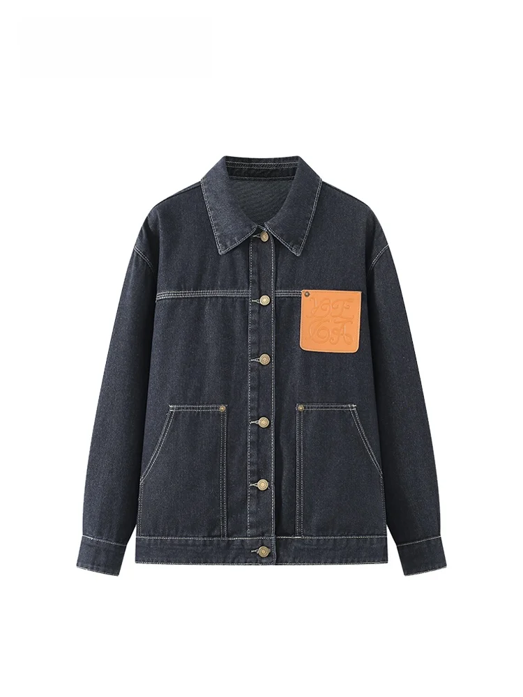 

Джинсовый тюнер больших размеров для женщин, осенний сезон, универсальный сюр для полных сестер, ретро, эффект похудения