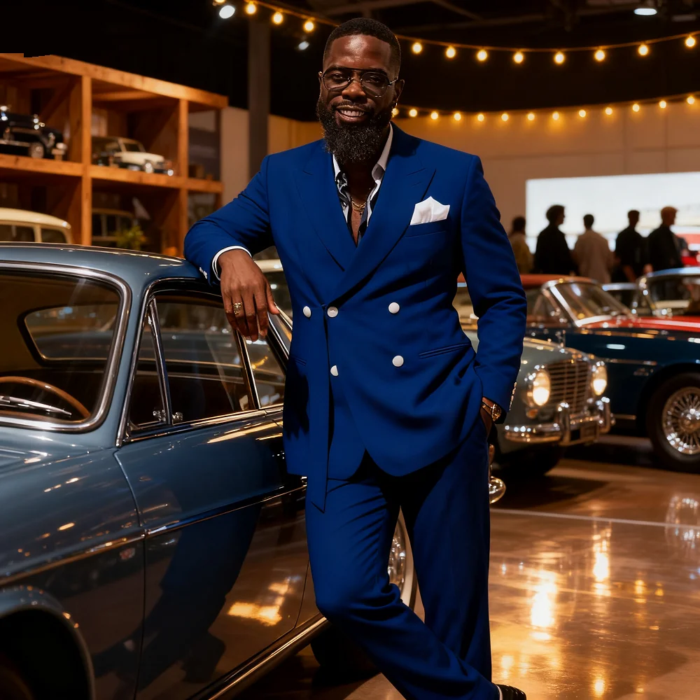 

Formal Slim Fit 2-Piece Men's Wedding Tuxedo Jacket Peak Lapel Pants Business Suit Groomsmen Smoking Outfit Elegant Style