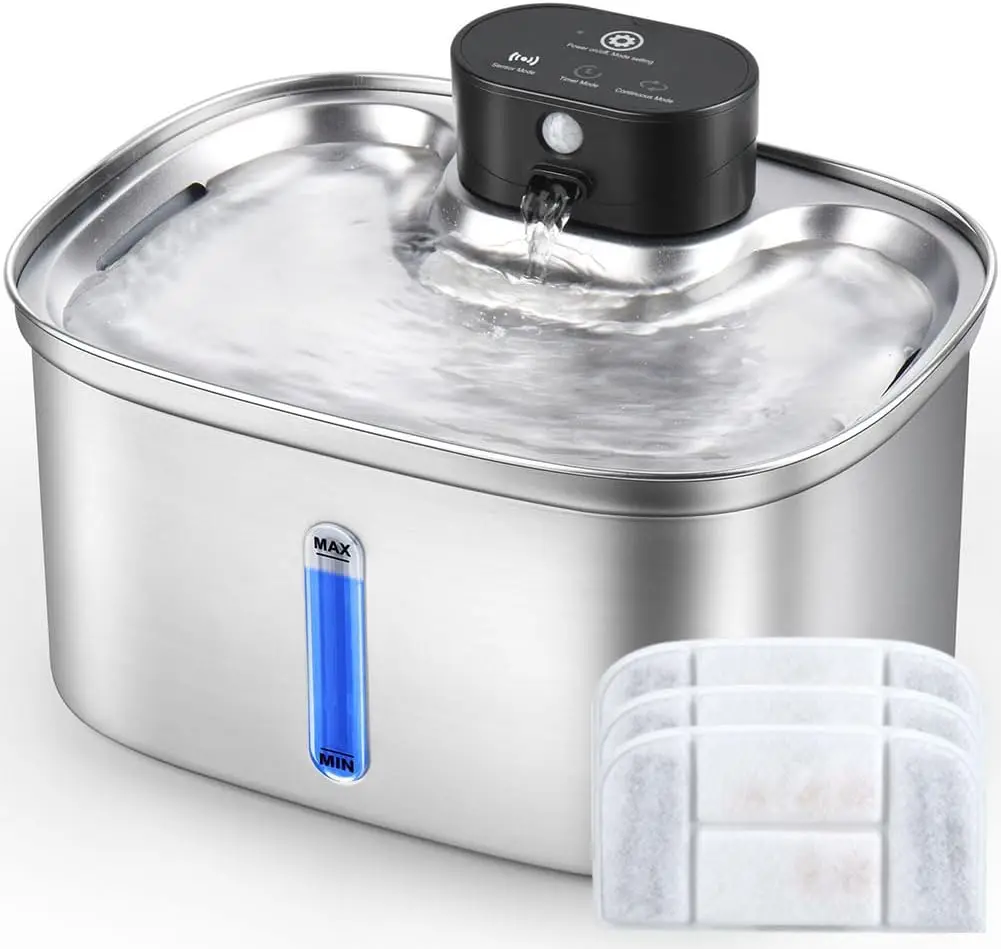 

Wireless Cat Water Fountain Stainless Steel, 169oz/5L Cordless Smart Pet Water Fountain with 5000mAh Battery & Ultra