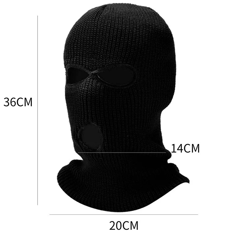 New Winter Warm Hat Three-hole Knitted Anti-terrorist Headgear With Embroidery Pattern Robber Bandit Mask Outdoor Thermal