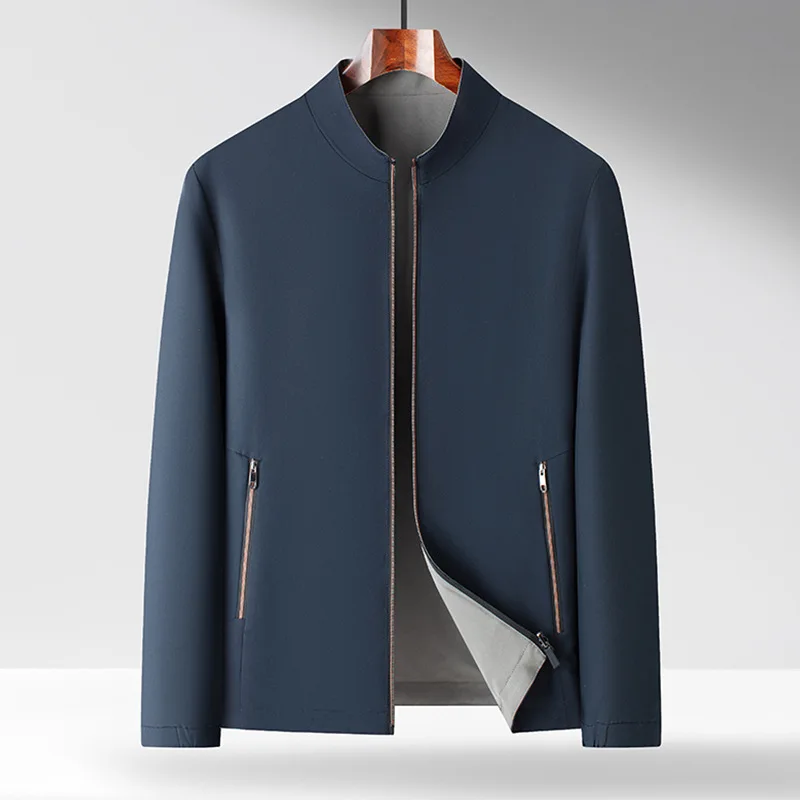 

Двусторонняя одежда Busin Casual Jaet для мужчин среднего и молодого возраста, весенне-осенняя одежда с воротником-стойкой для папы N9208, полиэстер...