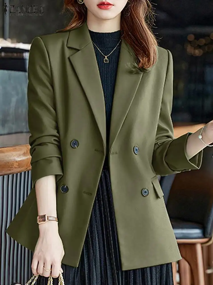 Fashion Solid OL Work Suits Coats 2024 ZANZEA Women Blazer Casual Loose Outwear Elegant Laple Neck Long Sleeve Jackets Oversize