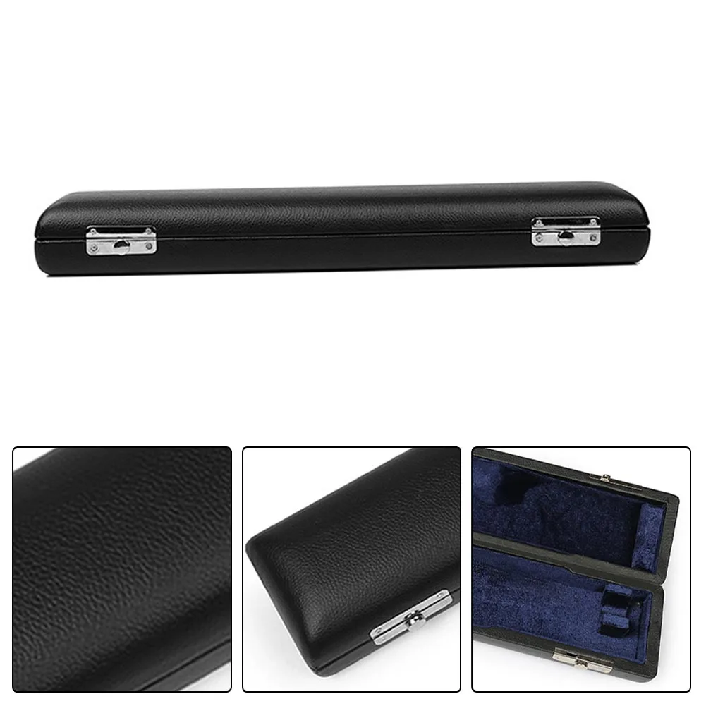 Portable 16 17 Holes Flute Case Cover Black Durable  Leather Wooden Flute Bag Flute Hard Case Portable PU Leather Wood Case