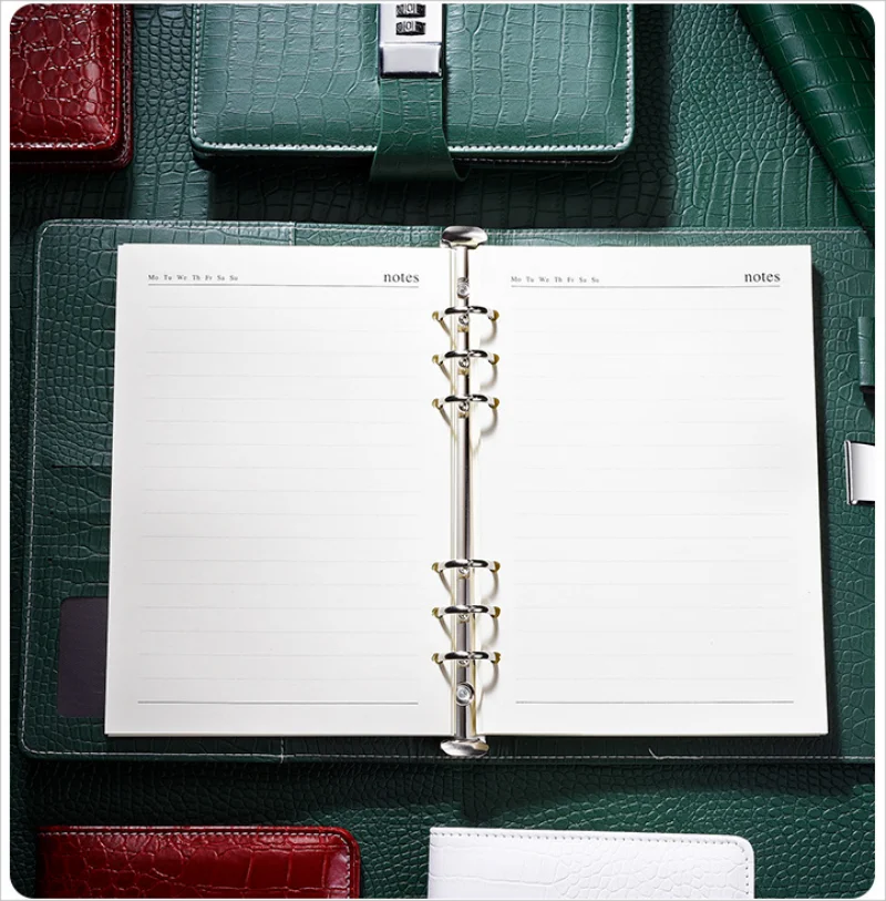 A6 A5 Binder Notebook Vintage Luxury Crocodile Textured Leather Diary Password Notes Book with Lock Office Agenda Man Gift