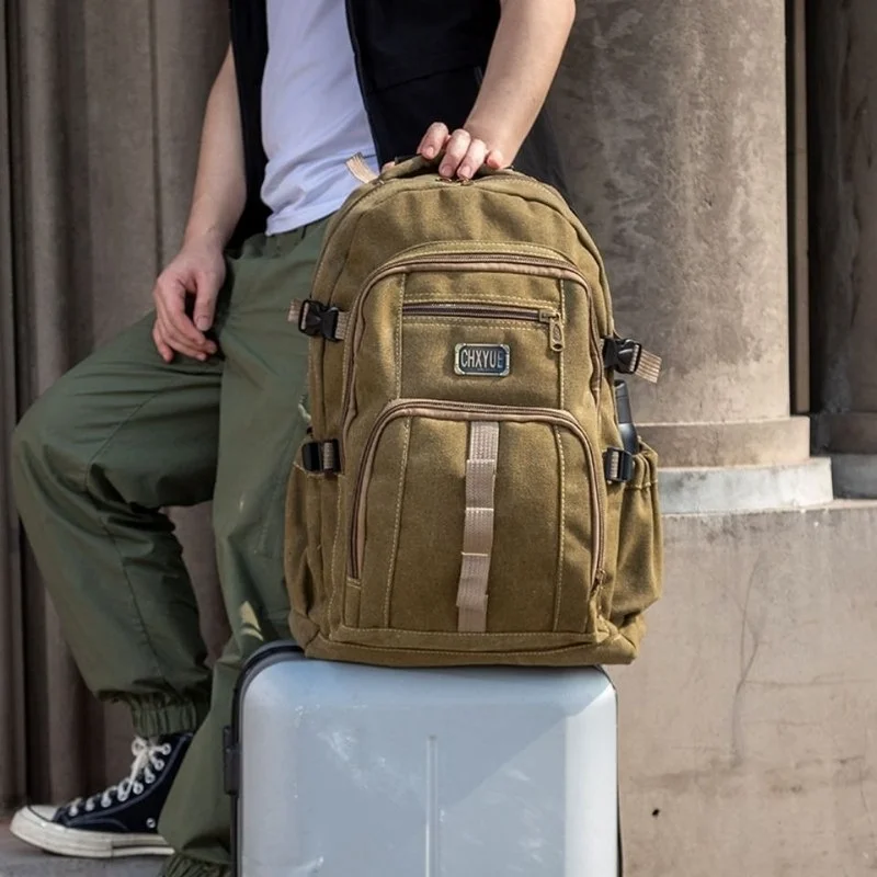 Men\'s New Retro Backpacks Trend Canvas Bags Large Capacity Outdoor Leisure Travel Bag Male Mochila E58