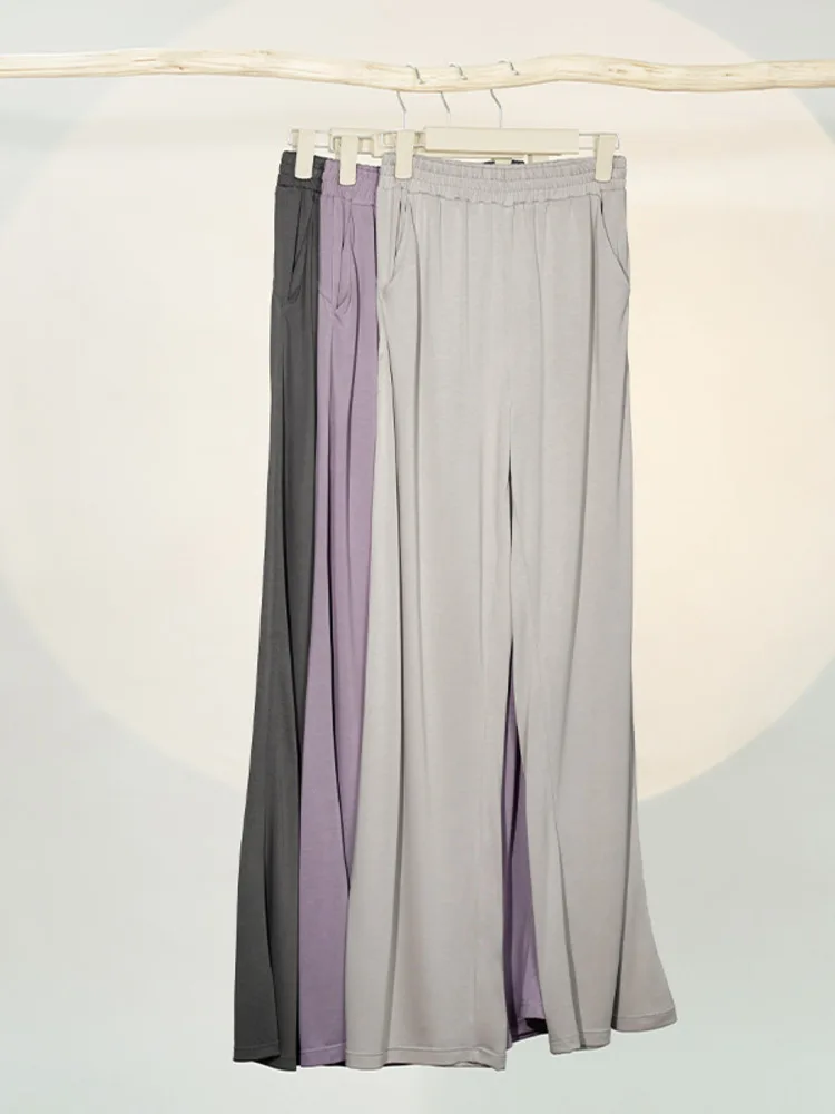 Solid Color High Waist Loose Wide Leg Pants for Women Ballet Dance Performance Practice Trousers Flowing Silhouette Trousers