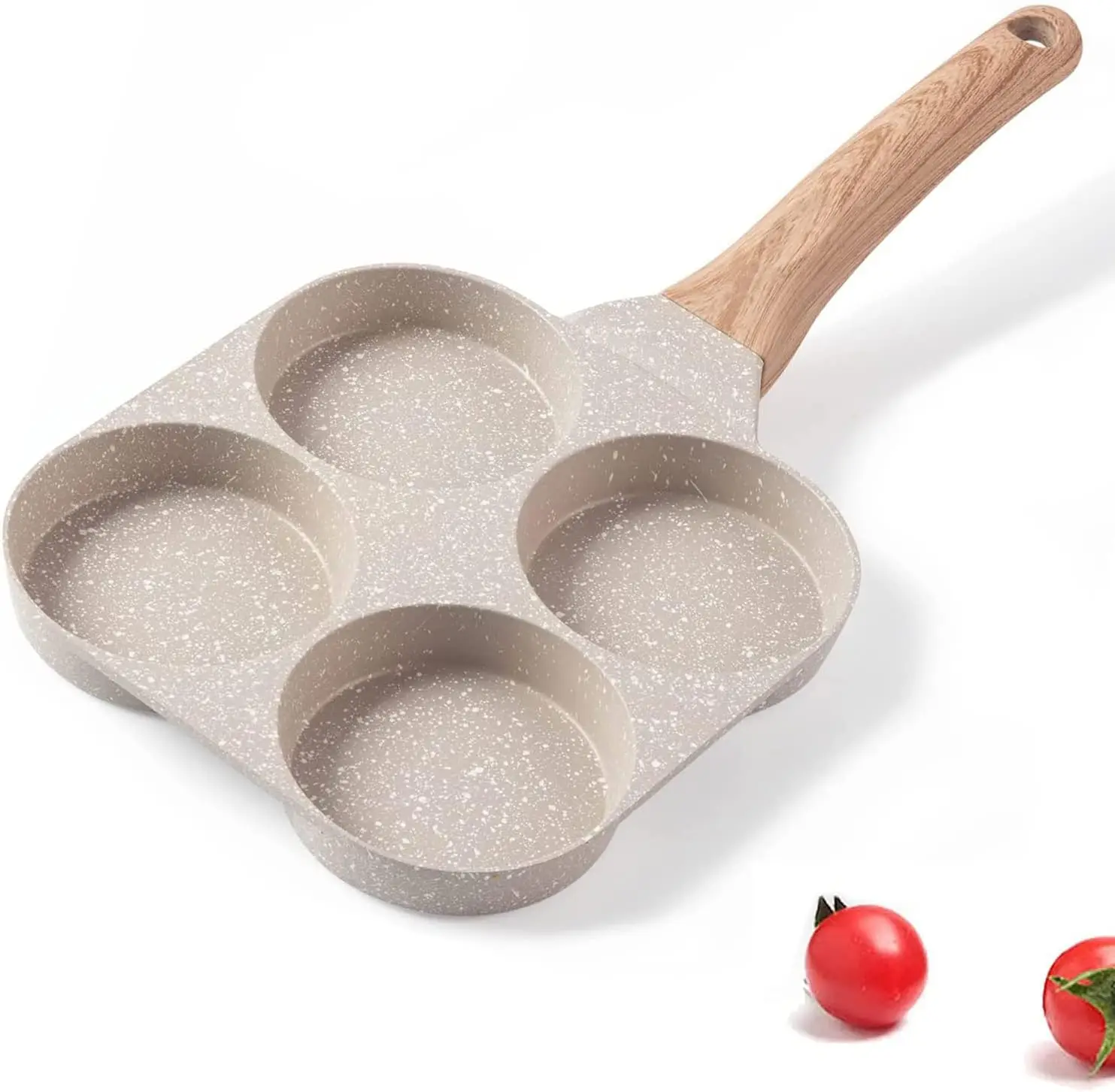 

Cast Iron 4 Hole Egg Pan, Non Stick No Coating Frying Pan for Eggs Hamburger Patties, for Induction Gas Ceramic Stove