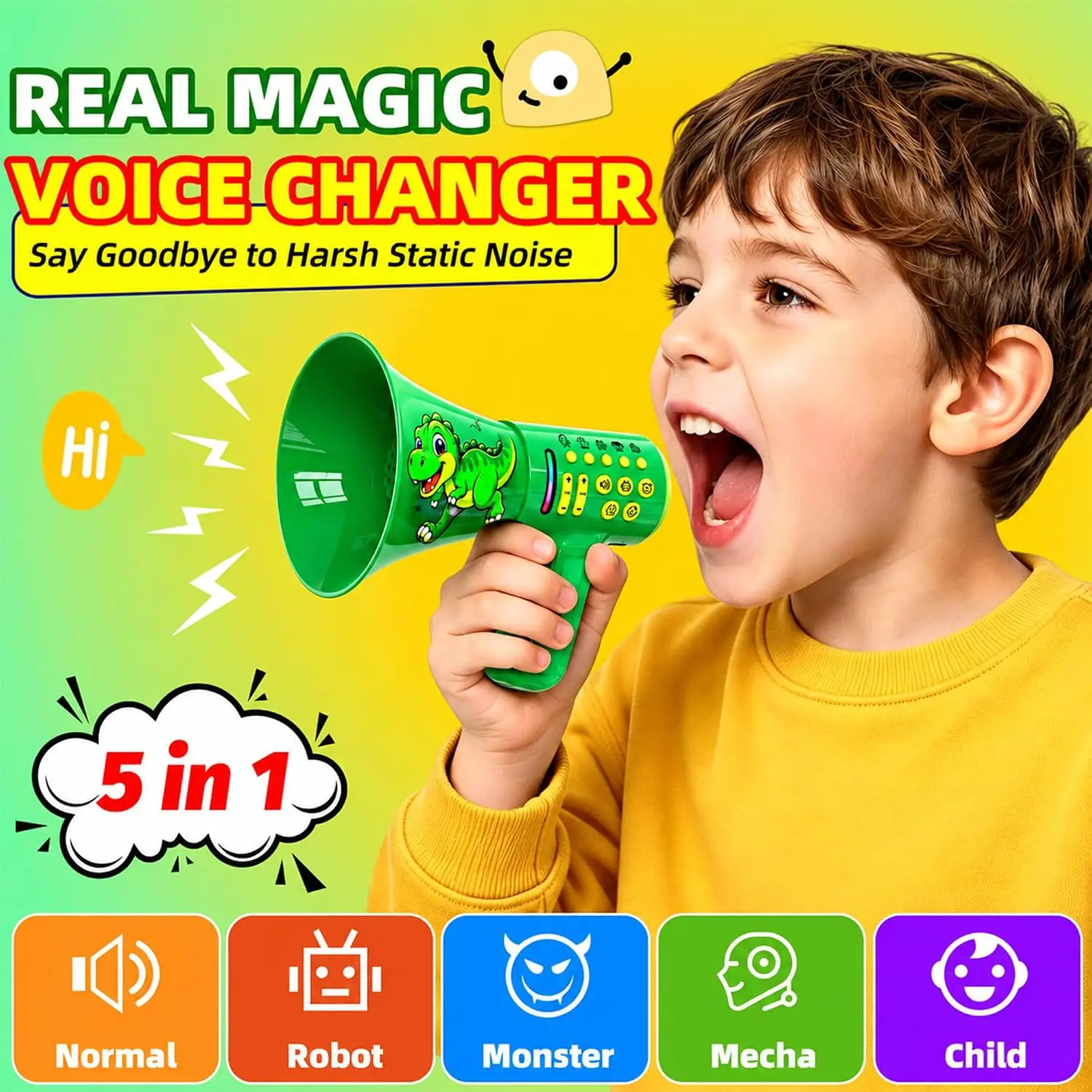 Rechargeable 10 in 1 Voice Changer Megaphone for Kids with 5 Funny Effects Volume Adjustment Birthday Party Christmas Halloween