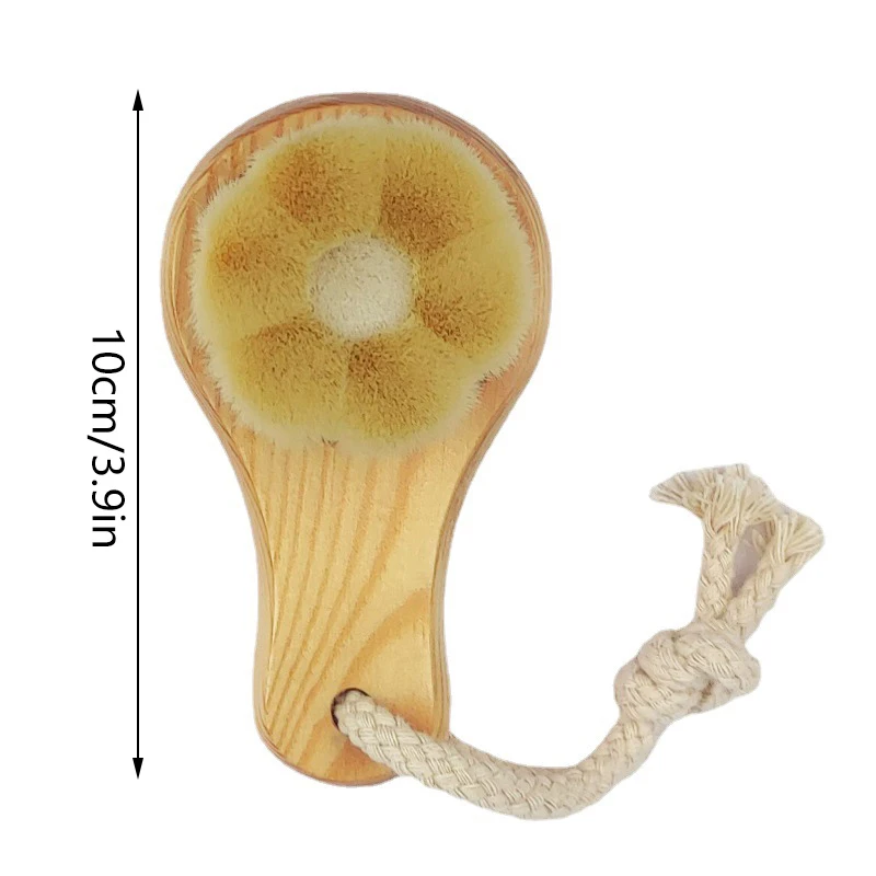 Plum Blossom Shape Wooden Handle Facial Brush Soft Wool Facial Cleanser Blackhead Removing Pore Cleaner Exfoliating Facial Brush