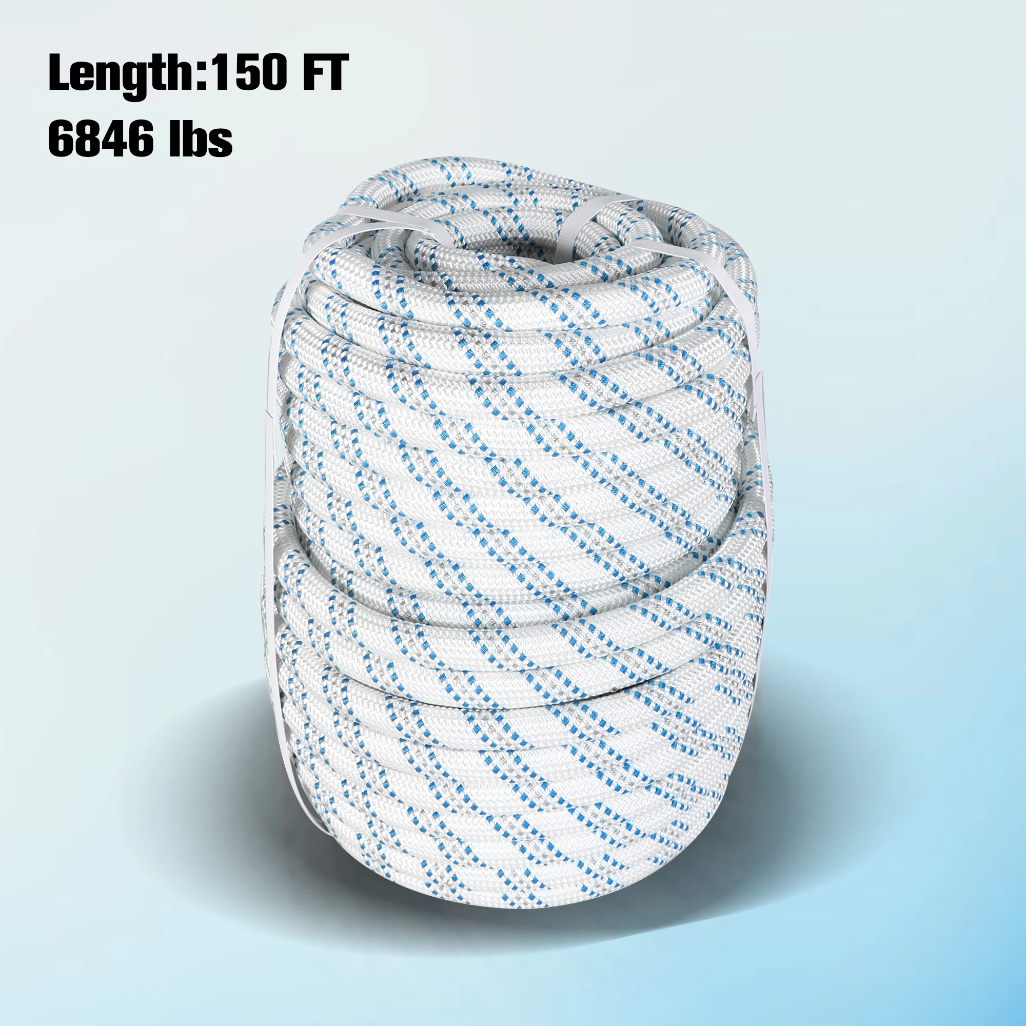3/4 Inch 150 Feet Double Strand Polyester Braided Tow Rope with High Tensile Strength and Durability for Tree Planting Camping Swing Car Tow Rope