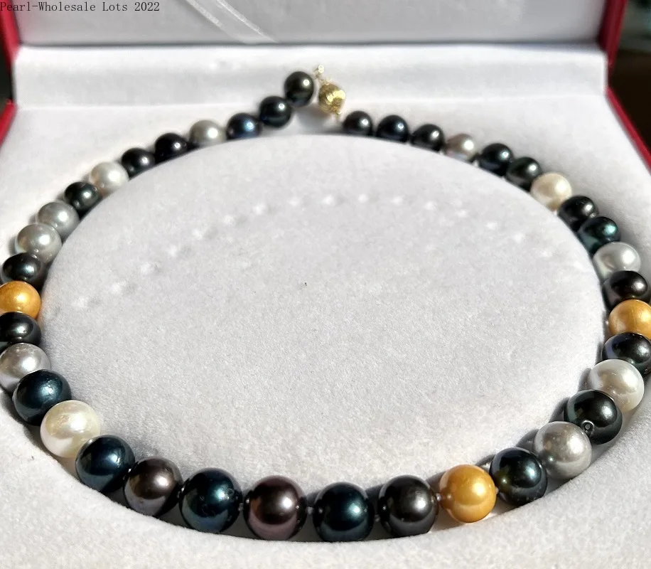 

Genuine Near Round 11-13mm Natural Mix Color Pearl Necklace for Women Some Flaw Pearl Fine Jewelry 925 Sterling Silver