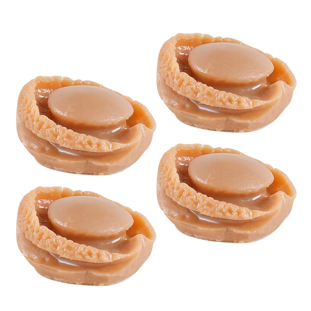 4 stks Mini Abalone Voedsel Realistisch Plastic Speelvoedsel Voor Diy Craft Hars Ornament Huis Decor Mini Keuken Scène