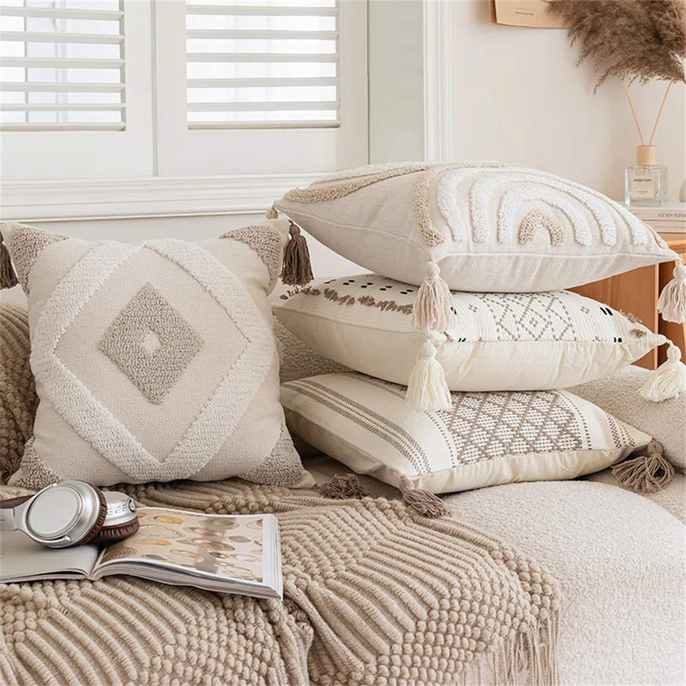 Picture 5: 45x45cm Throw Pillow Cushion Inner Soft Nordic Style Square Geometry Decorative Pillow Core Set With Tassels for Bed Sofa Couch