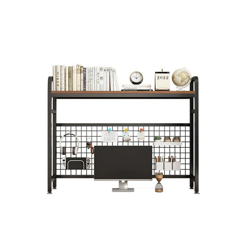 Bookcase With Grid Bookshelf Desktop Multi-layer Wrought Iron Shelf Student Computer Desk Hole Board Table Shelves