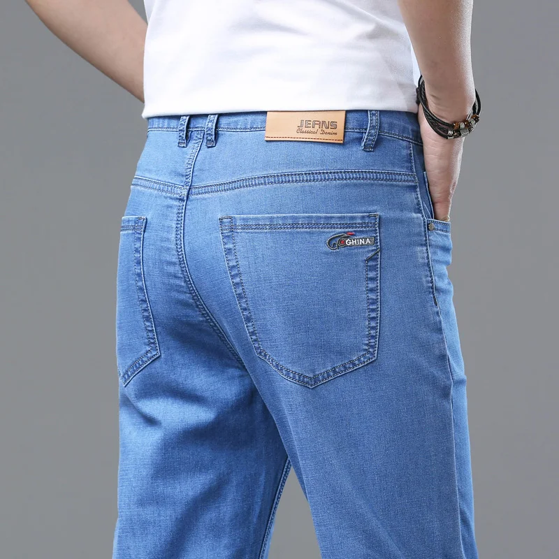 2025 Classic Men's Business Jeans Spring Autumn Stretch Trousers Casual Straight Denim Pants  Brand Male Clothing Size 28-40