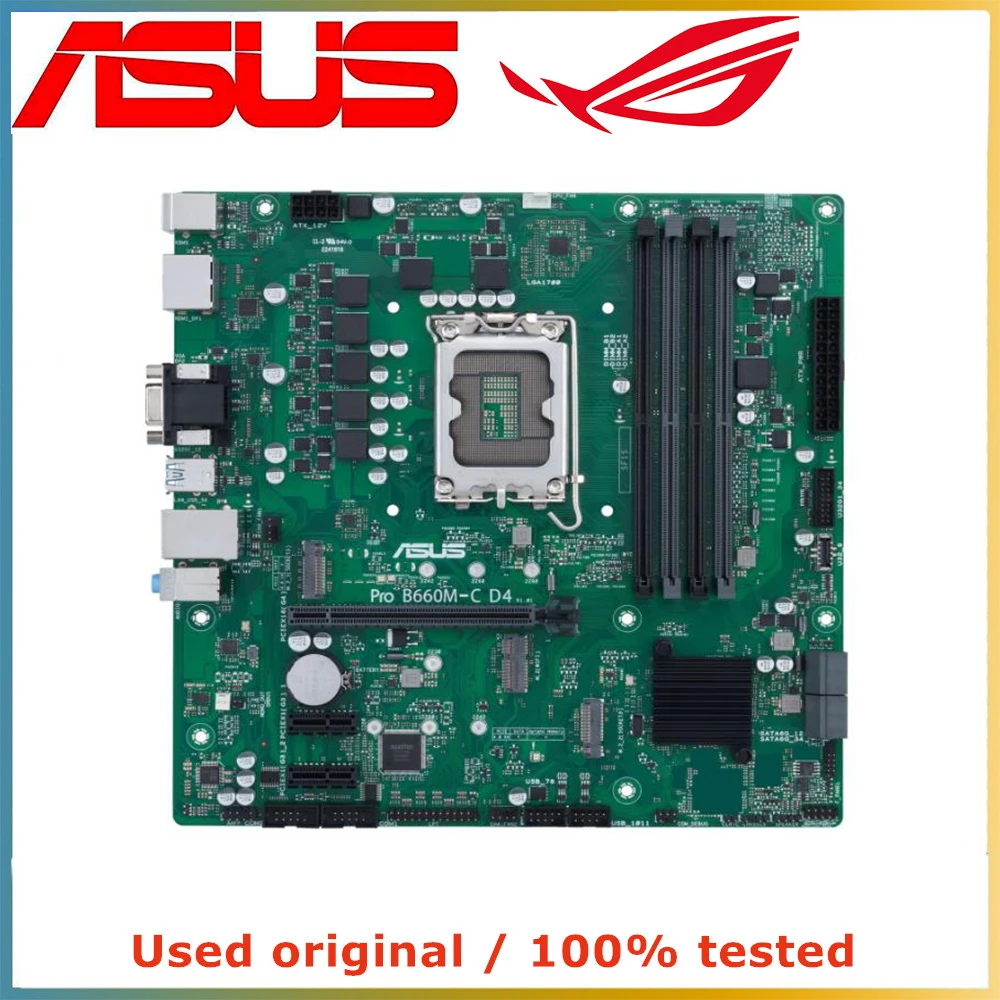 For ASUS Pro B660M-C D4-CSM Motherboard LGA1700 DDR4 Intel B660 Micro ATX